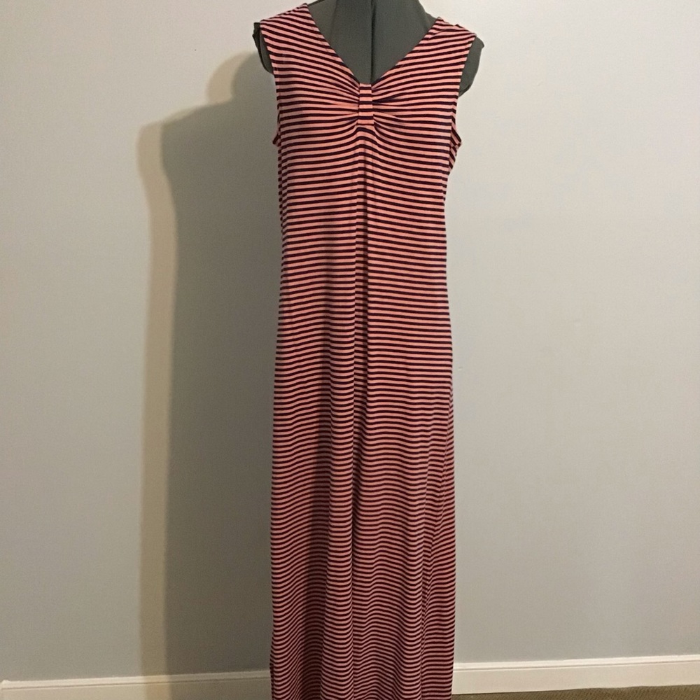 Denim & Company Dusty Peach & Navy Striped Maxi Dress Size XS